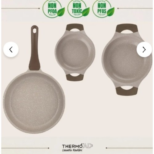 Thermoad Tava Sahan Trio Set Flora Serisi 3 Parça Vizon